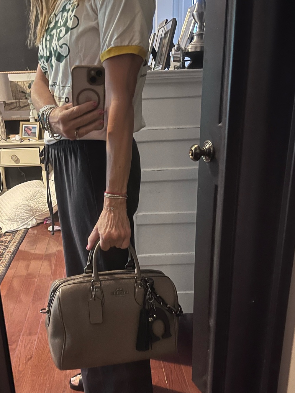 Coach Pebbled Leather Satchel in Taupe Brown - Picture 8 of 8